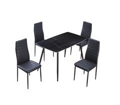 Mesa de Cristal Templado  + 4 Sillas Polipiel. Comedor o Cocina 120x70