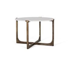Mesa de centro con base de metal y tapa de mármol