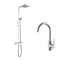 AICA columna de ducha termostático y grifo de cocina