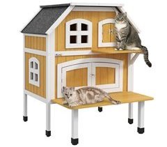 Caseta para Gatos Madera de Abeto PawHut