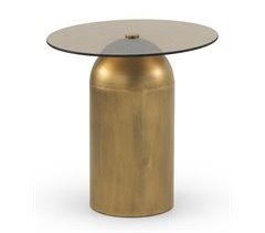 Mesa auxiliar de metal y cristal