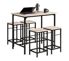 Set Mesa Alta de Bar y 4 Taburetes OGT11-N SoBuy