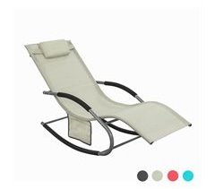SoBuy Muebles de Jardin Mecedora Silla Tumbona de Exterior OGS28-SCH
