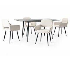 Conjunto de mesa extensible efecto madera y 4 sillas
