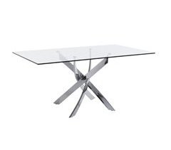 Mesa comedor rectangular cristal templado y acero cromado