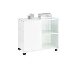 Mesa Auxiliar Mesa de Centro con 2 Puertas FBT141-W SoBuy ES