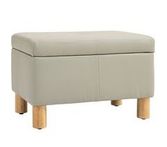 Taburete con Almacenaje PU, Madera de Caucho HOMCOM
