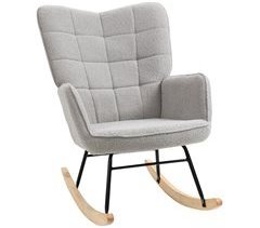 Silla Mecedora Espuma, Acero, Madera de Haya, Poliéster HOMCOM