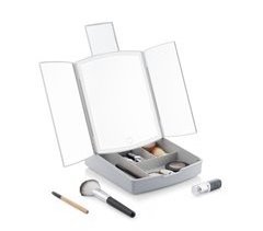 Espejo LED Plegable con Organizador de Maquillaje 3 en 1