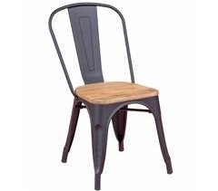 Silla metálica con asiento de madera de olmo - Bistro