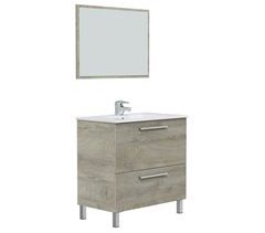 Mueble baño Luis 1 cajón 1 puerta, espejo y lavabo, Alaska