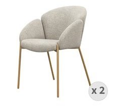 CANDICE-Silla de tela rizada y metal roble (x2)