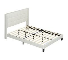 Estructura de Cama Lino Sintético, Madera de Eucalipto HOMCOM