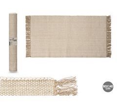 Alfombra ARTESANAL algodón beige natural 