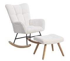 Sillón mecedora de poliéster con 1 reposapiés