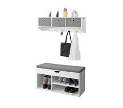 Mueble recibidor Zapatero con Perchero FSR45-HG+FRG282-W SoBuy