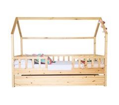 Cama casita con barandilla + cama de arrastre