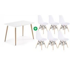 Pack Mesa Rectangular Nordica + 6 Sillas Estilo Nordico 140x80