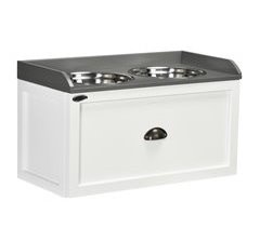 Comedero para Perros MDF, Acero Inoxidable PawHut
