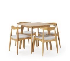 Juego de mesa y 4 sillas de comedor Corzo 80x80