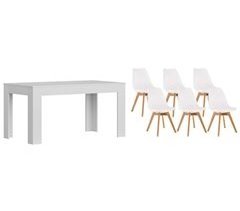 Pack Mesa Extensible de Comedor o Cocina + 6 Sillas Nordic 178x80