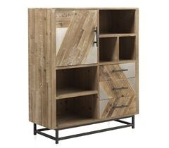 Aparador De Madera De Abeto Con Base De Tubo Metálico