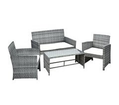 Muebles de Ratán Poliéster, Ratán PE, Vidrio, Metal Outsunny