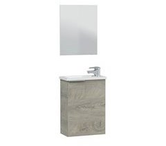 Mueble baño Elsa 1 puerta, espejo y lavabo, Alaska