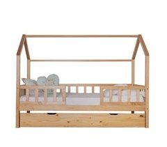 Cama casita con barandilla + cama elevable 200x98