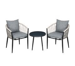 Muebles de Jardín Poliéster, Vidrio Templado, Espuma, Acero
