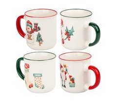 Juego de 4 Tazas de porcelana de 200ml con diseños Navideños