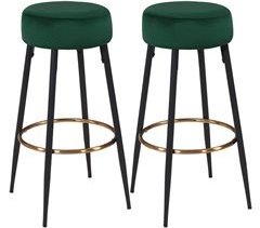 Juego de 2 taburetes de bar con estructura de metal de terciopelo