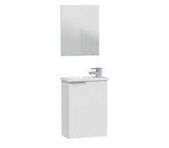 Mueble baño Elsa 1 puerta, espejo y lavabo, Blanco brillo