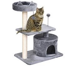 Árbol para Gatos Aglomerado de Madera, Felpa, Sisal PawHut