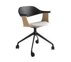 Silla oficina giratoria tela, madera roble y pvc