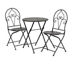 Conjunto de mesa y dos sillas de forja