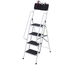 Escalera Plegable Metal, Acero HOMCOM