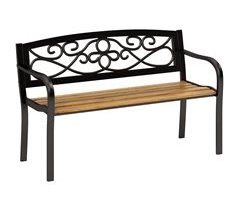 Banco de Jardín Acero, Madera de Pino Outsunny