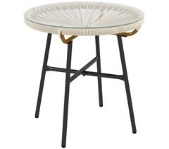 Mesa de Ratán Ratán de PE, Vidrio Templado 50x50