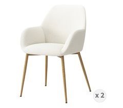 GABIN-Silla de tela metal efecto madera (x2)
