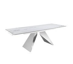 Mesa comedor extensible rectangular mármol porcelánico y acero cromado