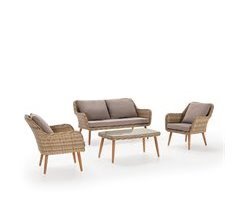 Conjunto Muebles de jardín de ratán sintético, 4 Piezas