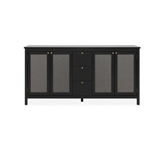 Buffet 4 puertas y 3 cajones negro y enrejado L180 cm - KRAKOW