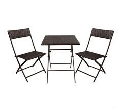 Conjunto mesa y sillas terraza plegable ratán Aktive
