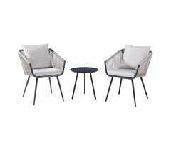 Set de muebles de jardín Abriola 3 piezas acero/cuerda