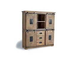 Alacena 4 puertas correderas y 3 cajones en madera