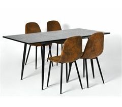 Conjunto de mesa extensible efecto madera y 4 sillas
