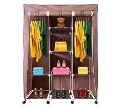 Armario Vestidor de Tela con Puertas Cremallera y Ruedas Nyana Home 125