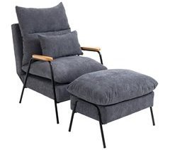 Sillón con Reposapiés Pana, Espuma, Acero HOMCOM