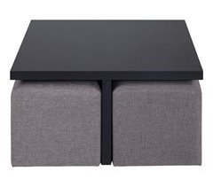 Set mesa de centro con puffs IDARA color negro